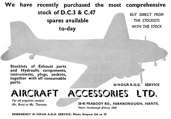 Aircraft Accessories Ltd: DC3 & C47 Spares                       