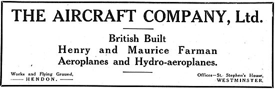 The Aircraft Company For British Built Henry & Maurice Farman    