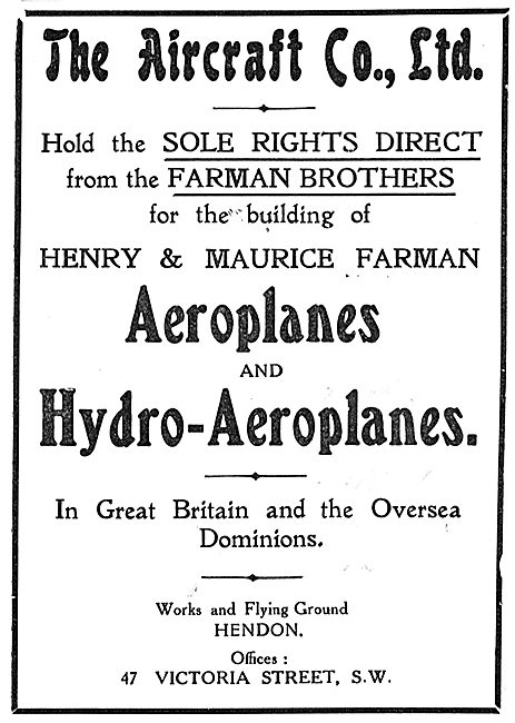 The Aircraft Company Have Sole Rights To Build Farman In The UK  