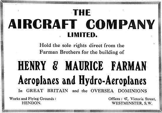 The Aircraft Co Hold The Rights To Build Henry & Maurice Farman  