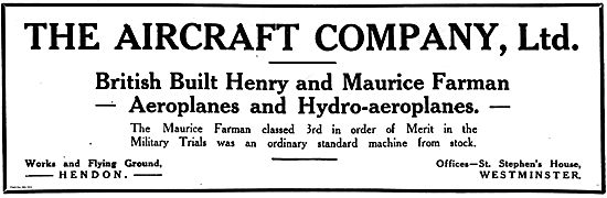 The Aircraft Company For British Built Henry & Maurice Farman    