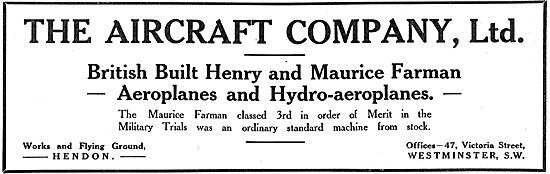 The Aircraft Co - British Built Henry & Maurice Farman Aeroplanes