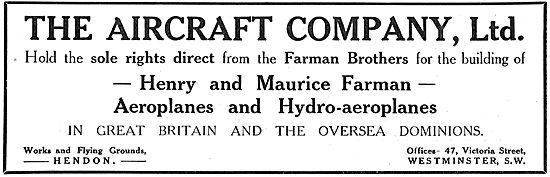 The Aircraft Company - British Built Farman Hydro-Aeroplanes     