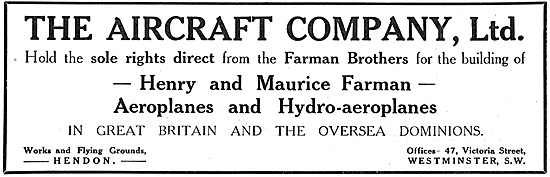 The Aircraft Company - British Built Farman Hydro-Aeroplanes     