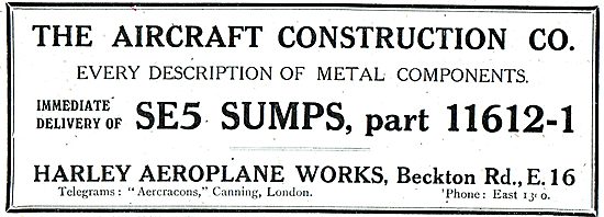 The Aircraft Construction Co - SE5 Sumps - Part 11612-1          