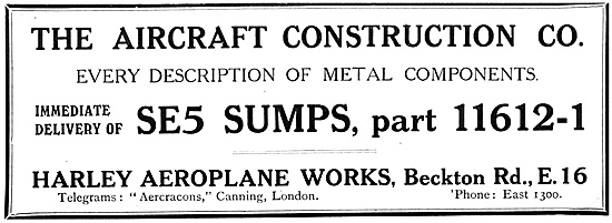 The Aircraft Construction Company 1917 Advert                    