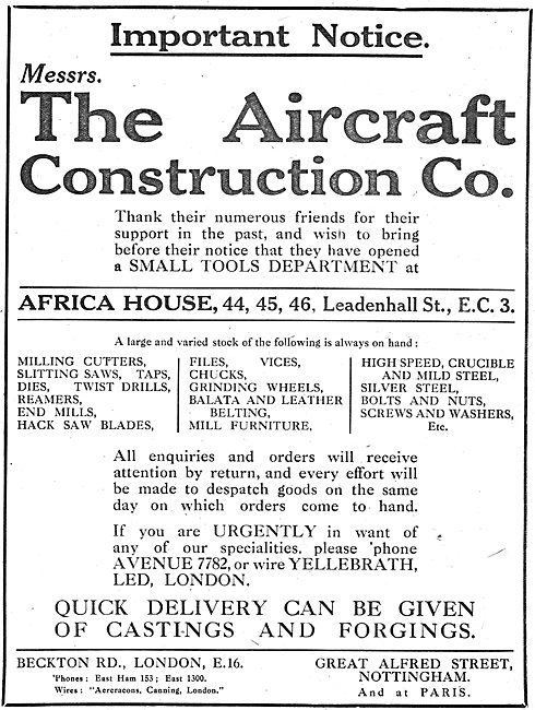 The Aircraft Construction Co -  Aircraft Components              