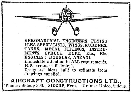 The Aircraft Constructions - Manufacturers Of Aeroplane Parts    