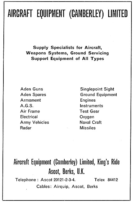 Aircraft Equipment Camberley - Aircraft Parts Stockists          