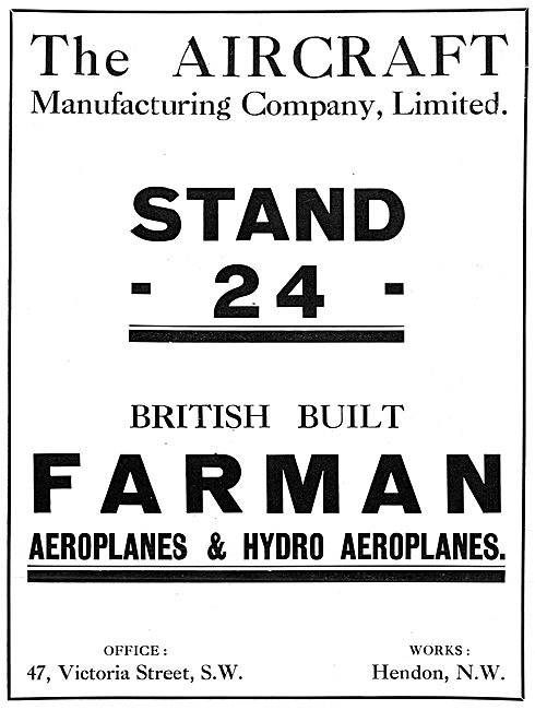 The Aircraft Manufacturing Co Hendon.- Farman Aeroplanes         