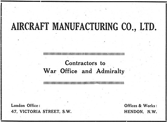 Aircraft Manufacturing Co. Hendon. Airco                         