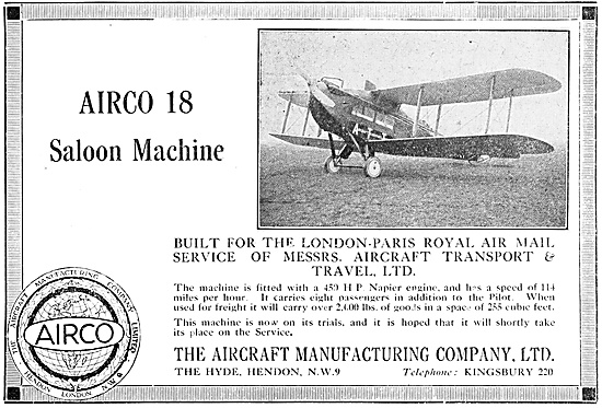 The Aircraft Manufacturing Co. Airco 18                          