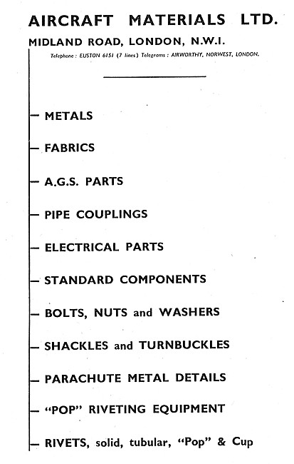 Aircraft Materials Ltd. Aircraft Parts Stockists                 