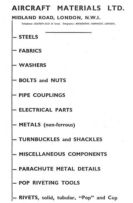 Aircraft Materials. Aircraft Spares Stockists                    