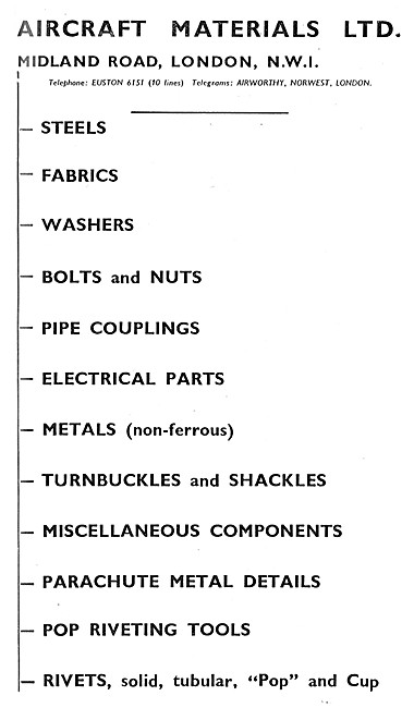 Aircraft Materials. Spares Stockists                             