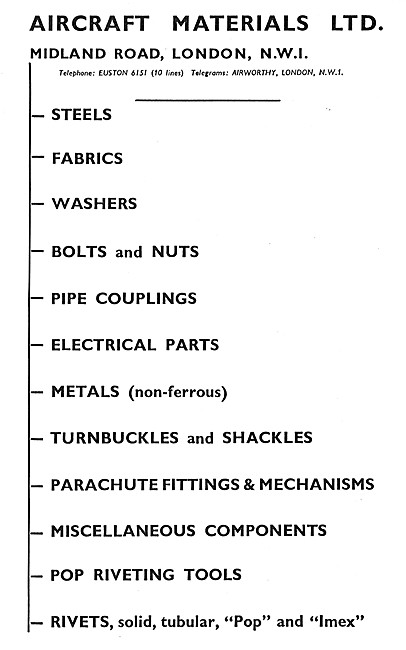 Aircraft Materials. Aeronautical Parts Stockists                 