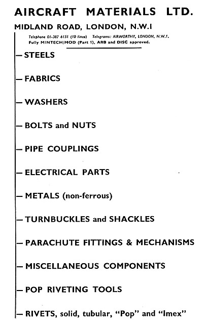 Aircraft Materials. Aircraft Parts Stockists & Distributors      