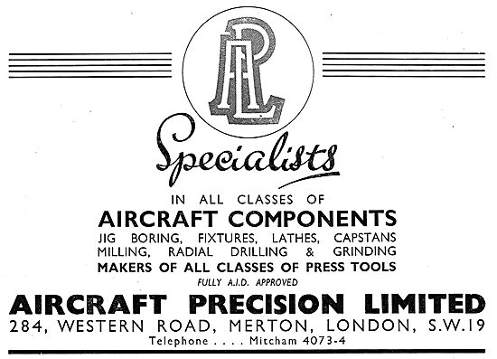 Aircraft Precision Ltd: Croydon. Manufacturers Aircraft Component