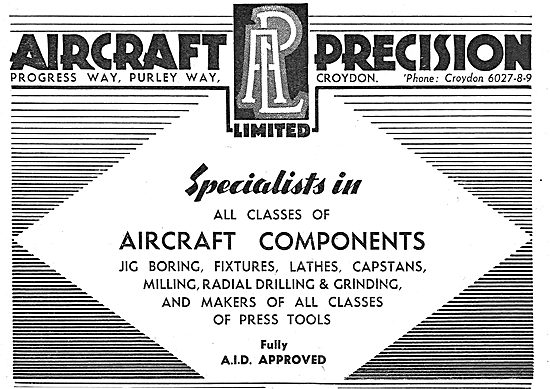 Aircraft Precision Ltd: Croydon. Manufacturers Aircraft Component