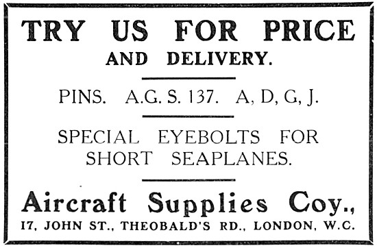 The Aircraft Supplies Company.  AGS Parts 1915                   