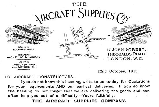 The Aircraft Supplies Company - Parts For Aircraft Constructors  