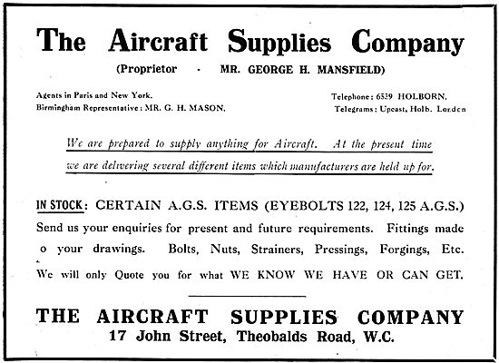 The Aircraft Supplies Company For AGS Parts                      