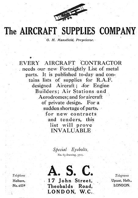 The Aircraft Supplies Company - Fortnightly Aircaft Parts Lists  