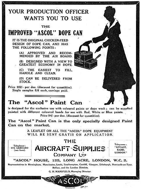 The Aircraft Supplies Company Dope Cans                          