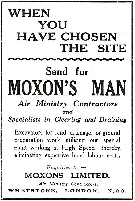 Moxons Ltd - Land Drainage. Air Ministry Contractors             