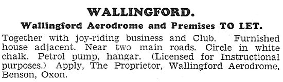 Wallingford Aerodrome, Benson,Oxfordshire. 1931                  