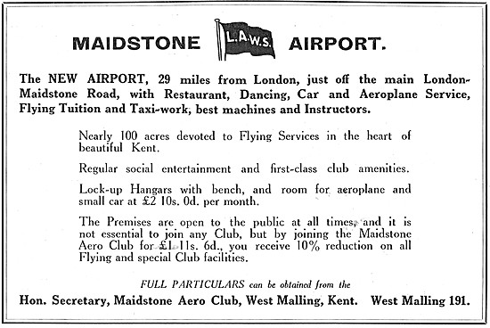 Maidstone Aero Club Maidstone Airport 1932                       