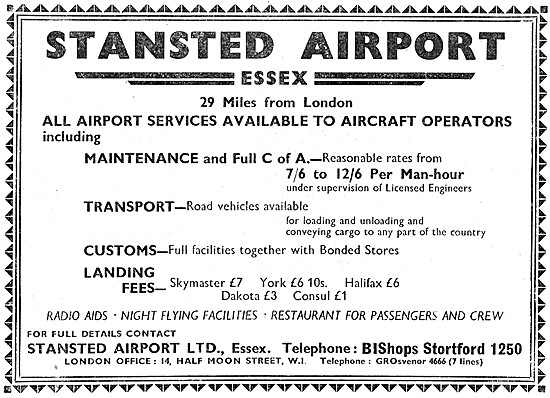 Stansted Airport 1948 Advert                                     