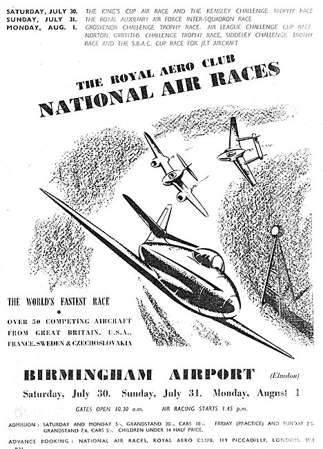National Air Races July 30th & 31st 1949 - Birmingham Airport    