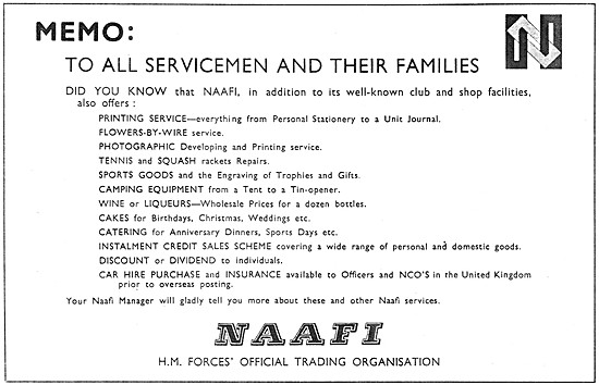 NAAFI H.M.Forces Trading Organisation 1962                       
