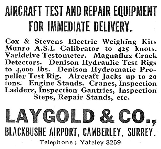 Laygold Aircraft Spares Stockists Blackbushe                     