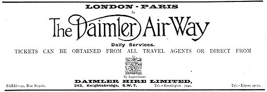 London To Paris Daily With The Daimler Air Way.                  