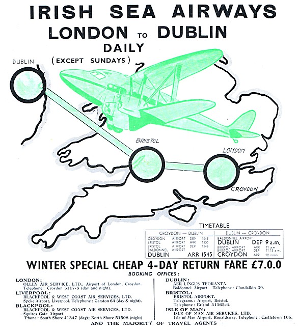 Airlines Operating The London To Dublin Air Service 1936         
