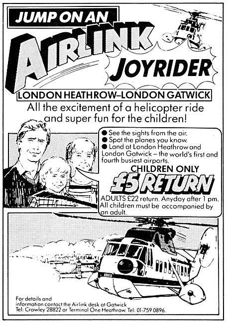 Airlink Joyrider Helicopter Flights Heathrow Gatwick             