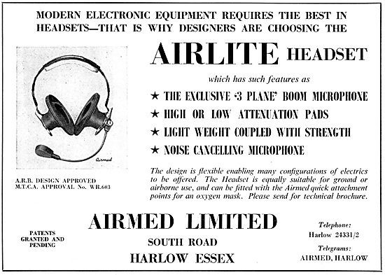 Airmed Airlite Aircrew Headsets & Oxygen Masks                   