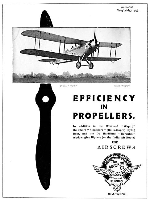 Airscrew Co Weybridge Airscrew Propellers                        