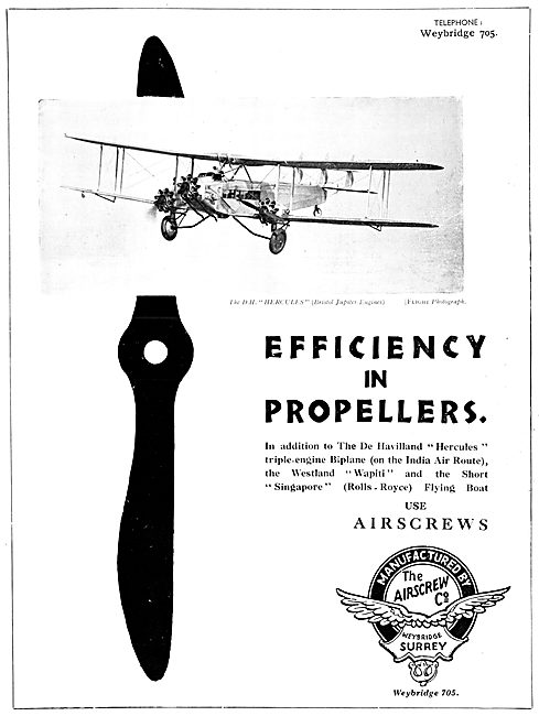 Airscrew Co Weybridge Airscrew Propellers                        
