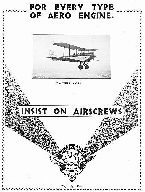 Airscrew Propellers For The Gipsy Moth                           