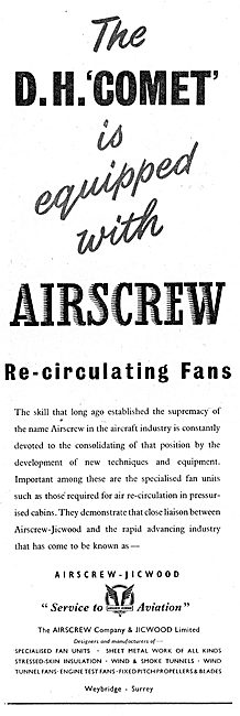 The Airscrew Company Jicwood DH Comet Re-Circulating Fans        