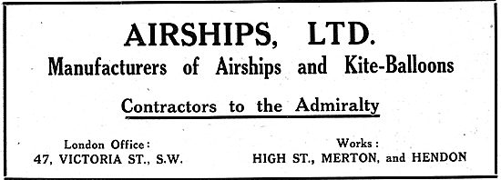 Airships Ltd. Manufacturers Of Airships & Kite-Balloons          