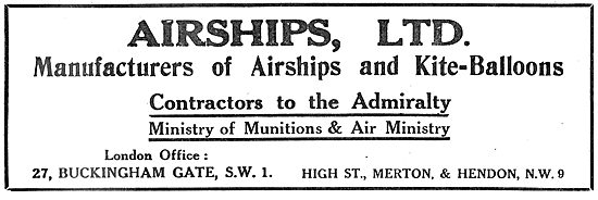 Airships Ltd - Merton & Hendon. Airship Manufacturers            