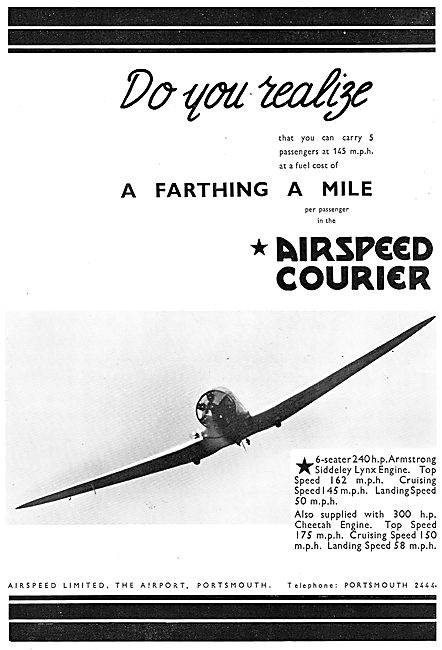 Airspeed Courier - A Farthing Per Person Per Passenger Mile      