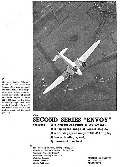 Airspeed Envoy Second Series: Cheetah : Lynx: Wolseley           