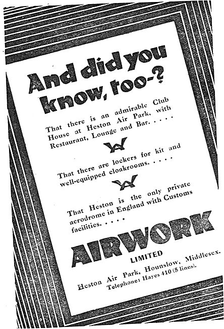 Airwork Heston. London Air Park   Heston Air Park 1931           