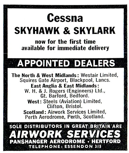 Airwork Services: Cessna Dealers. Panshanger Aerodrome.          