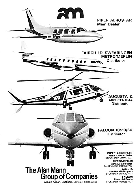 Alan Mann. Fairoaks. Aircraft Sales. Fairchild, Augusta, Falcon  